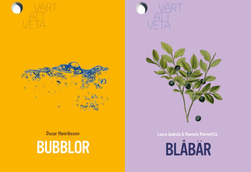 bildcollage med omslagen Bubblor respektive Blåbär